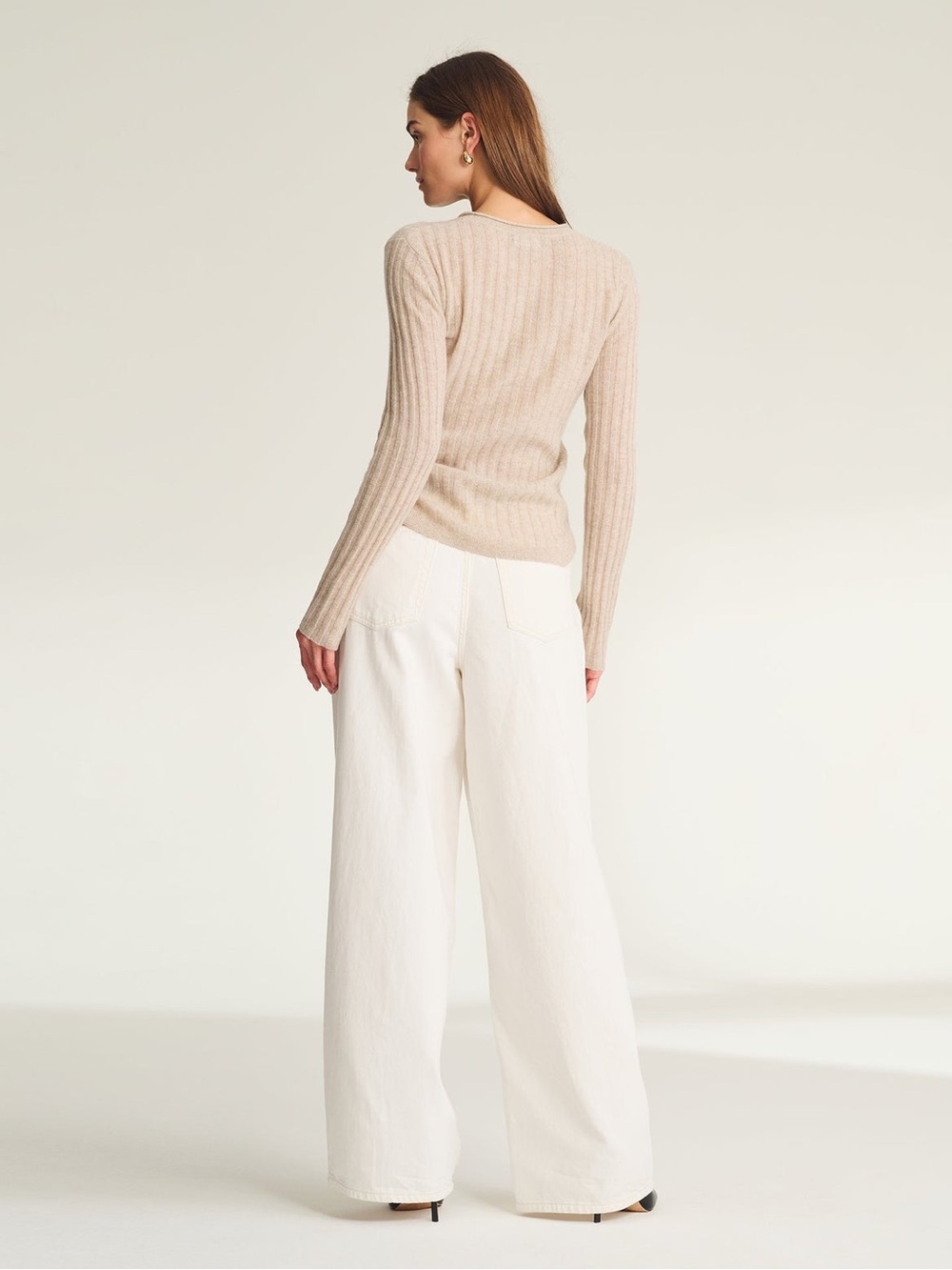 NAADAM Lightweight Balletcore Ribbed Cashmere Sweater Size Large - Picture 2 of 13